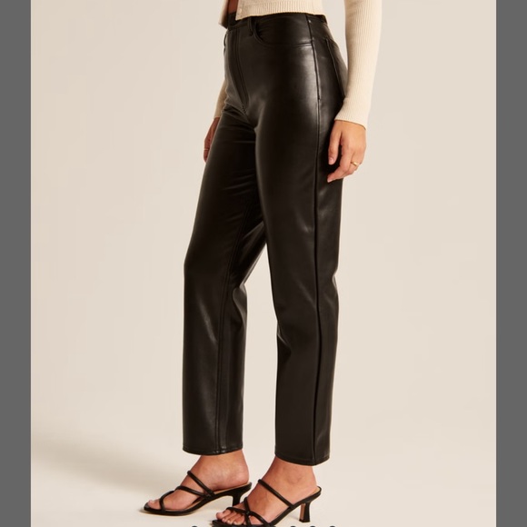 Abercrombie Curve Love Vegan Leather Ankle Straight Pant - Picture 3 of 5